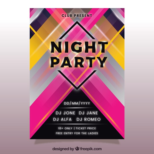 Póster colorido de fiesta de neón