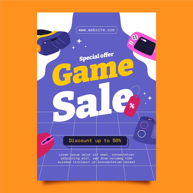 Vector gratuito póster de configuración de juego dibujado a mano