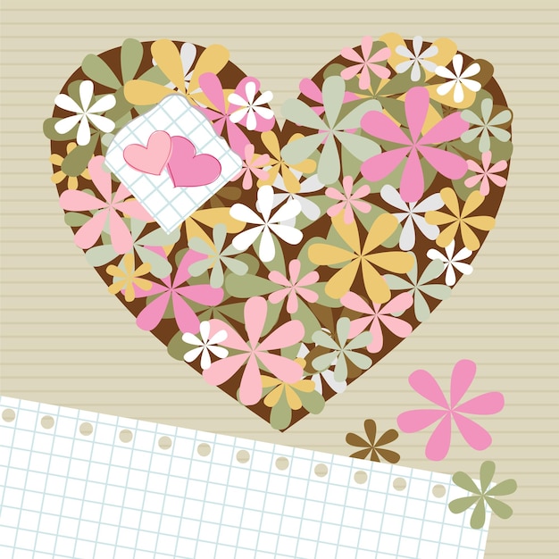 Póster con corazón y flores.