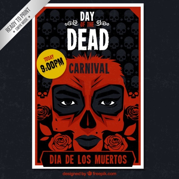 Vector gratuito póster del día de los muertos