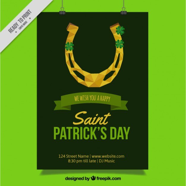 Vector gratuito póster del día de san patrick de herradura geométrica