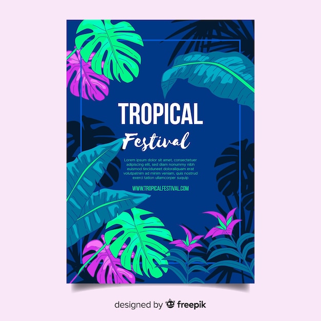 Vector gratuito poster dibujado de festival tropical