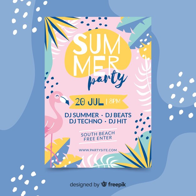 Poster dibujado de fiesta de verano