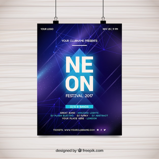 Vector gratuito póster con diseño de neón