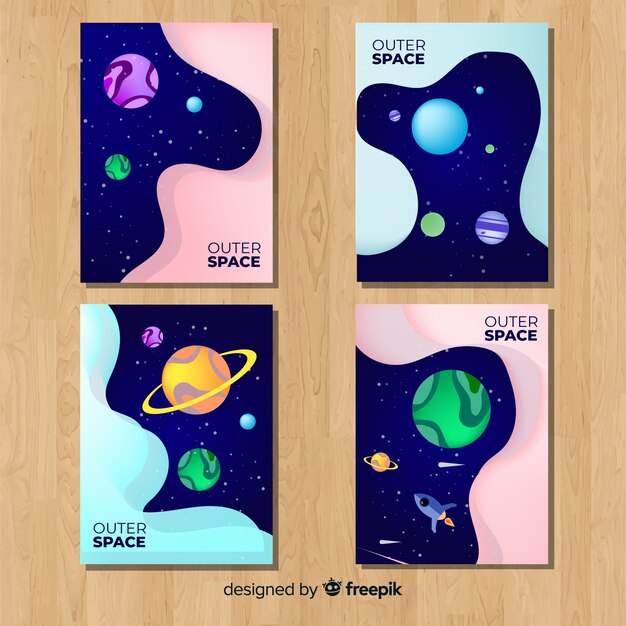 Póster espacio exterior dibujado a mano