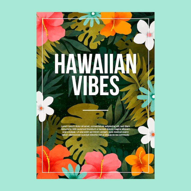 Vector gratuito un póster estético hawaiano en acuarela