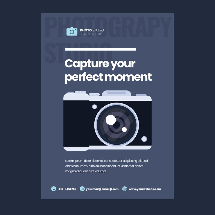 Vector gratuito póster de estudio de fotografía minimalista.