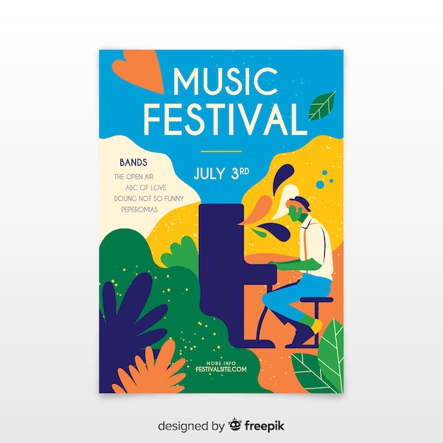 Póster de festival de música dibujado a mano