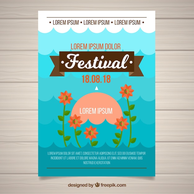 Vector gratuito póster de festival de música con estilo floral