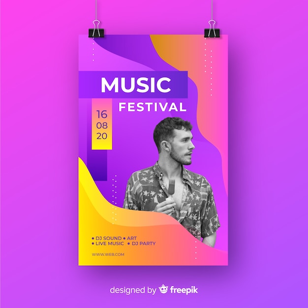 Poster de festival de música con fotografía