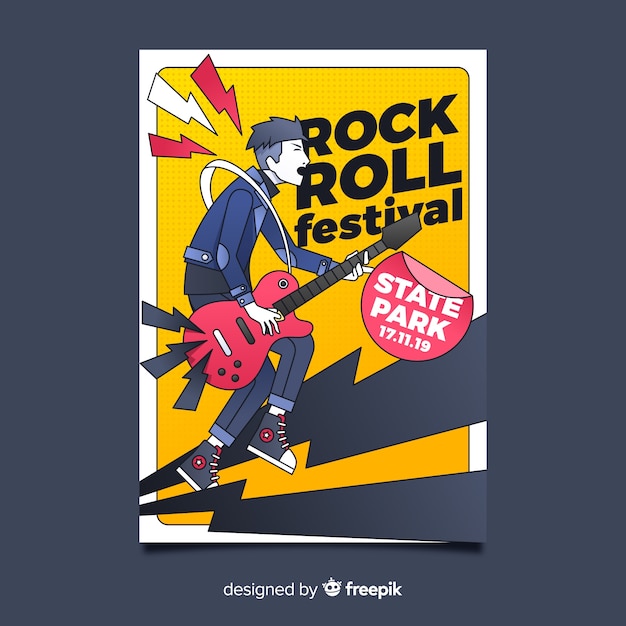 Vector gratuito póster de festival de música con ilustración en degradado