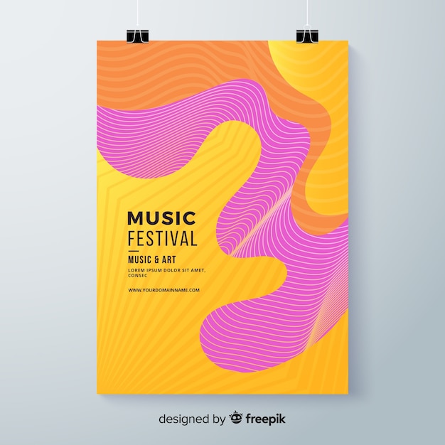 Vector gratuito póster festival música ondas