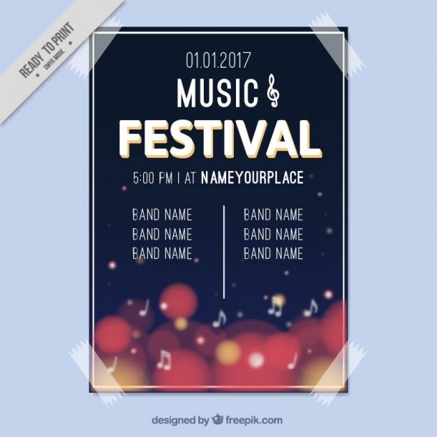 Vector gratuito póster de festival de música