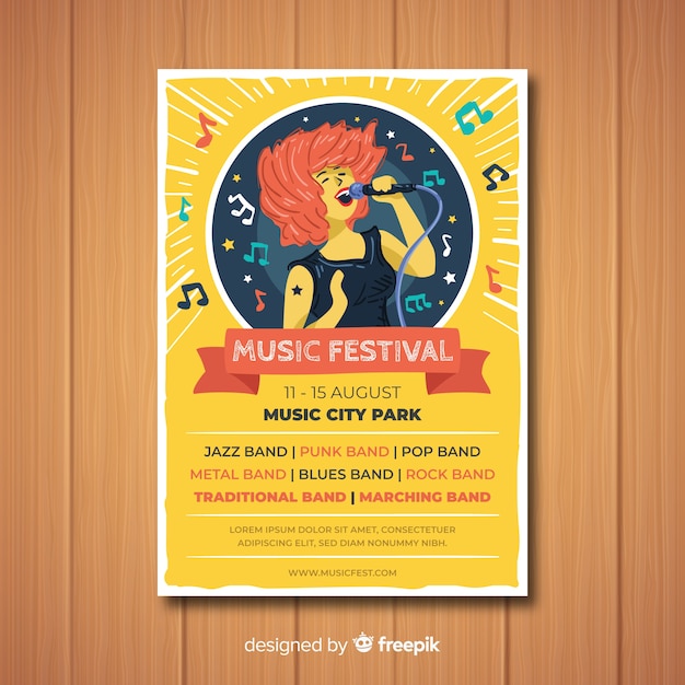 Vector gratuito poster de festival de música