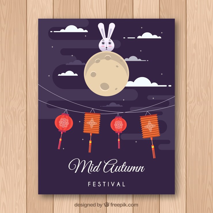 Vector gratuito póster de festival oriental con diseño plano