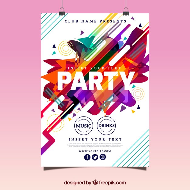 Póster de fiesta abstracto con estilo divertido