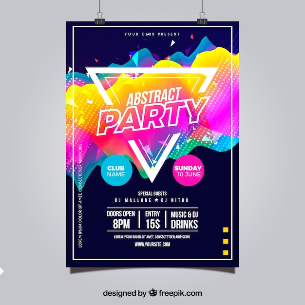 Vector gratuito póster de fiesta abstracto con estilo geométrico