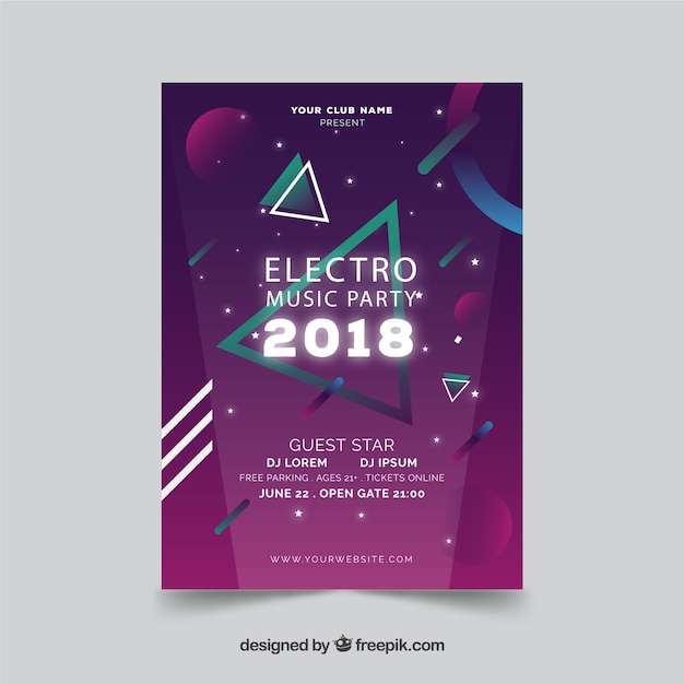 Vector gratuito póster de fiesta abstracto con estilo geométrico