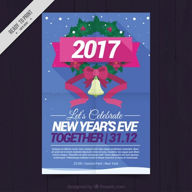 Vector gratuito póster para la fiesta de año nuevo 2017