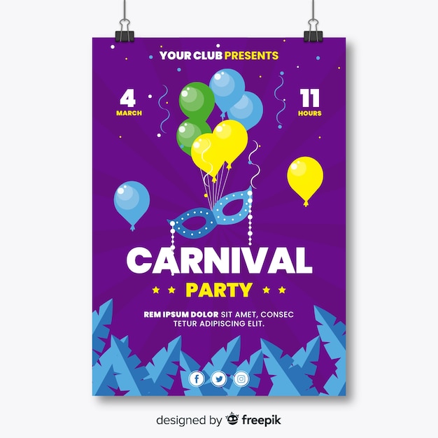 Póster fiesta carnaval globos flotando