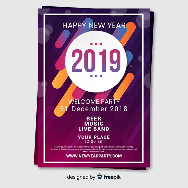 Póster de fiesta de fin de año con figuras geométricas