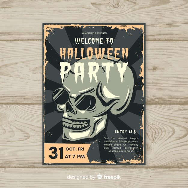 Vector gratuito póster de fiesta de halloween con estilo vintage