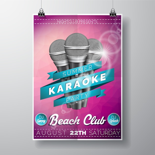 Vector gratuito póster de fiesta de karaoke