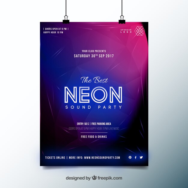 Póster de fiesta moderno con estilo de neón