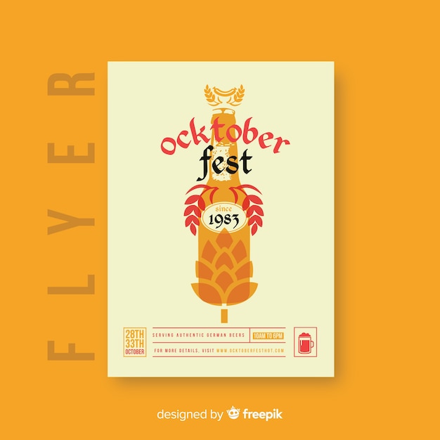 Póster de fiesta de  oktoberfest en diseño plano