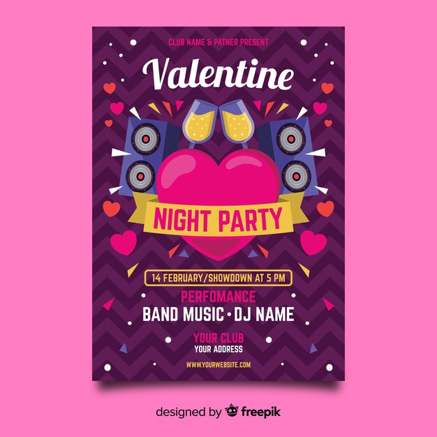 Póster fiesta san valentín corazón grande