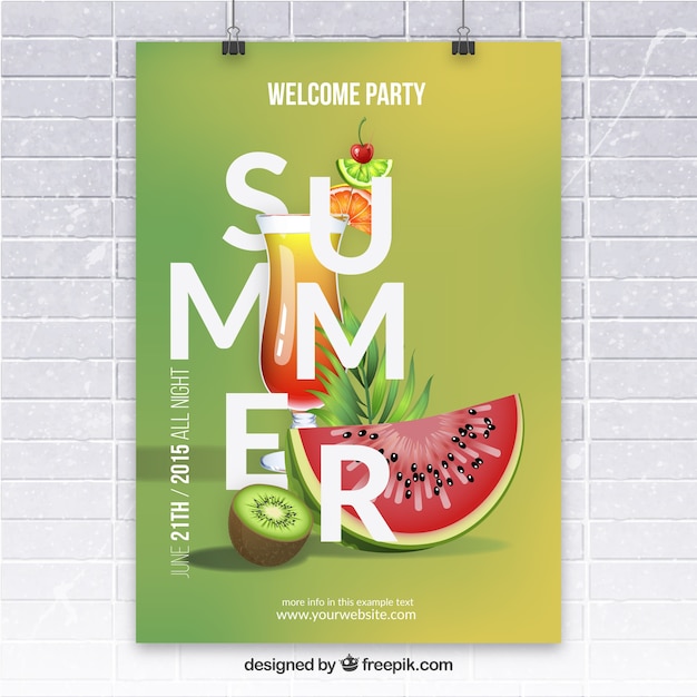 Vector gratuito póster de fiesta de verano con frutas