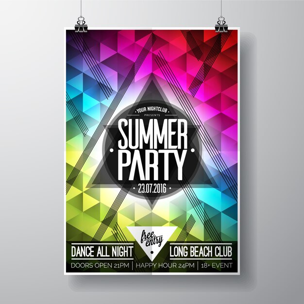 Póster de fiesta de verano multicolor
