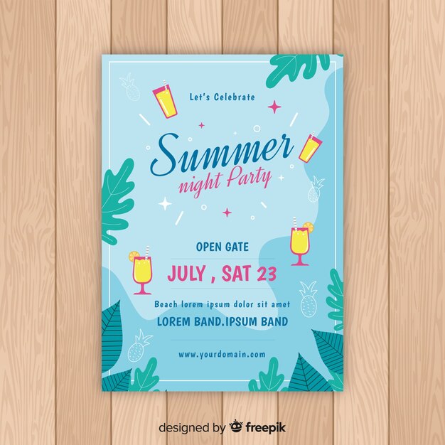 Póster fiesta de verano plano
