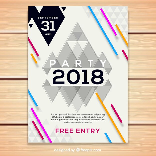 Póster geométrica de fiesta con estilo moderno