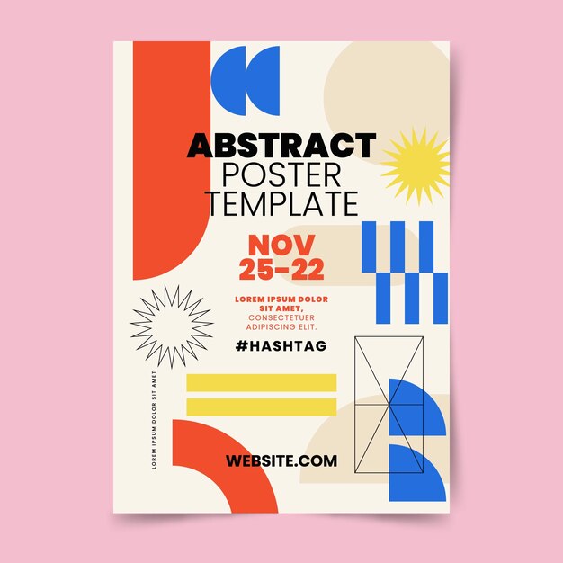 Póster geométrico abstracto de diseño plano