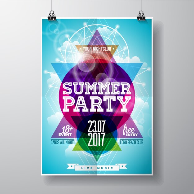 Póster geométrico de fiesta de verano