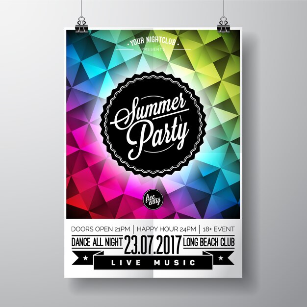 Póster geométrico de fiesta de verano