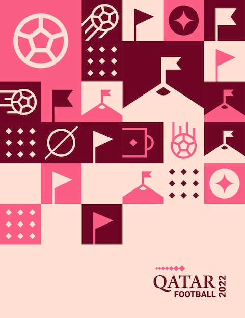 Póster geométrico fútbol doha qatar 2022 fondo de plantilla de volante web de fútbol creativo