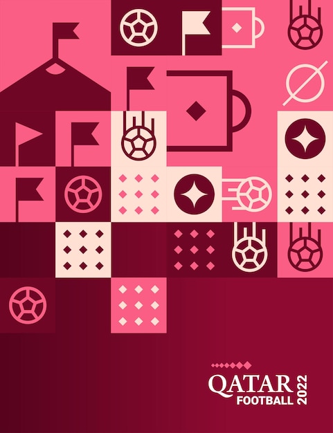 Vector gratuito póster geométrico fútbol doha qatar 2022 fondo de plantilla de volante web de fútbol creativo