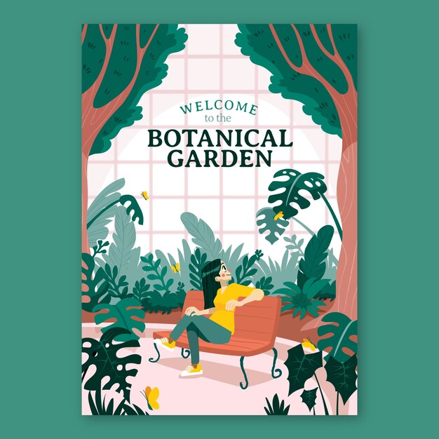 Póster de jardín botánico dibujado a mano