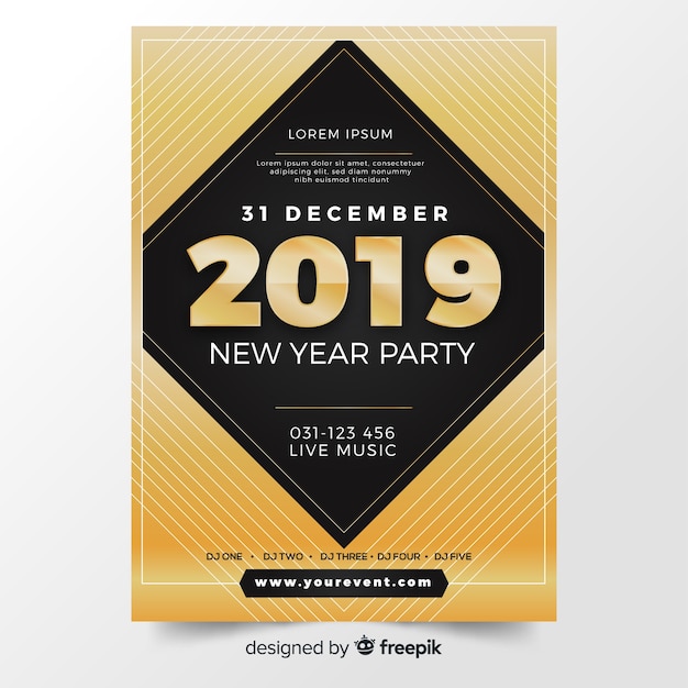 Vector gratuito póster moderno de fiesta de fin de año con diseño plano