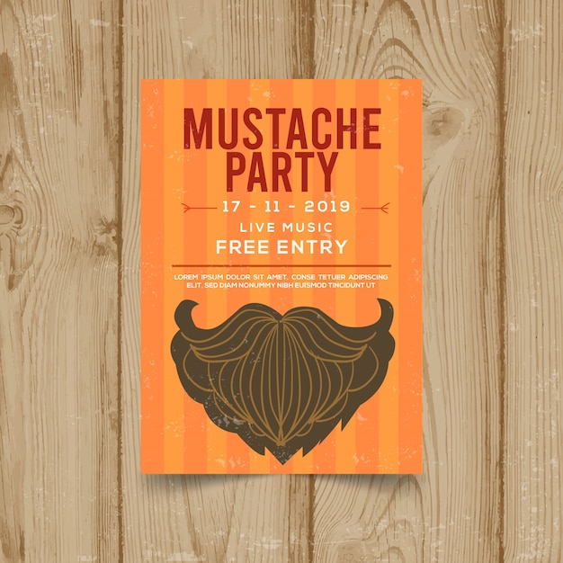 Vector gratuito póster moderno de fiesta de movember con diseño plano