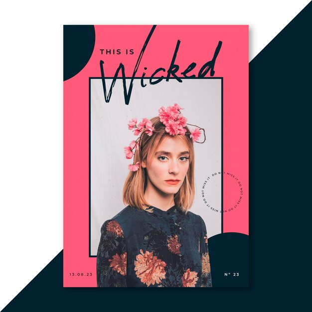 Póster mujer estética estilo años 70 con flores.