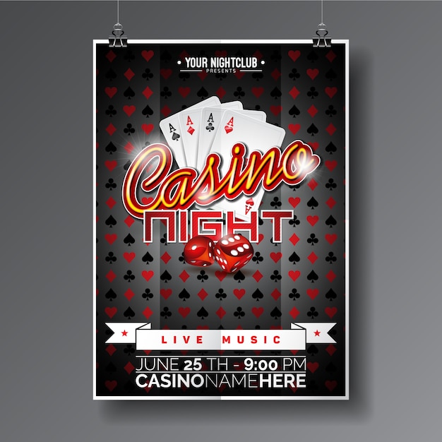 Vector gratuito póster de noche de casino