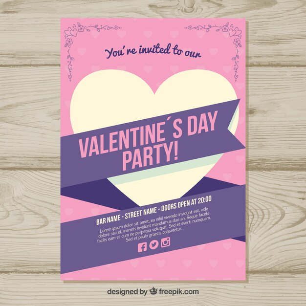 Vector gratuito póster o flier de san valentín dibujado a mano