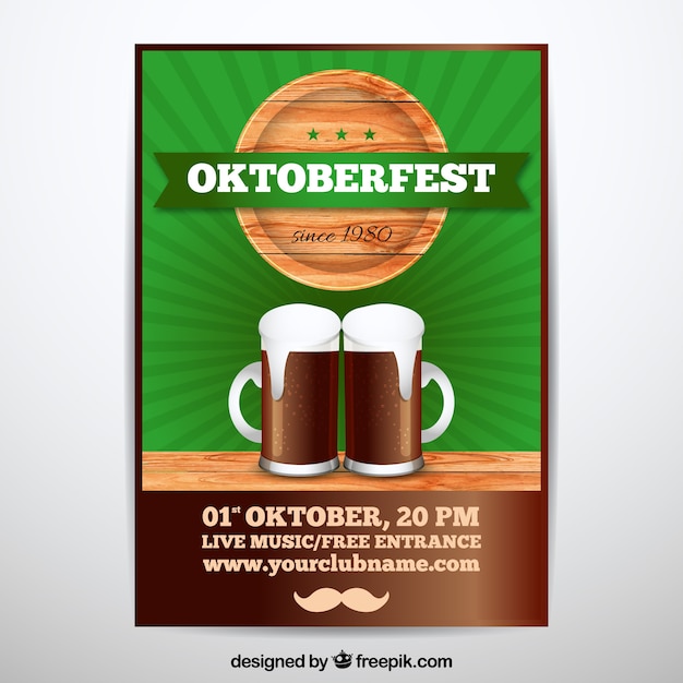 Vector gratuito póster de oktoberfest con cerveza negra