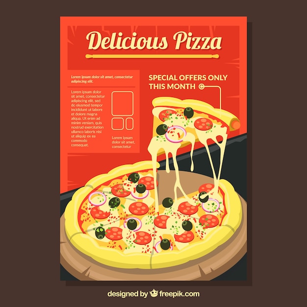 Vector gratuito póster de pizza deliciosa