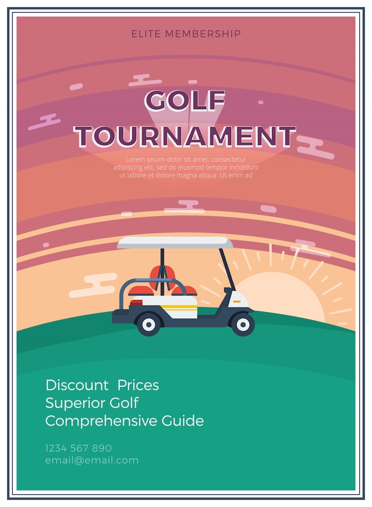 Vector gratuito póster plano del torneo de golf