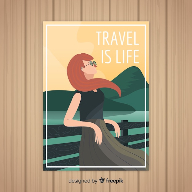 Vector gratuito poster plano vintage de viaje