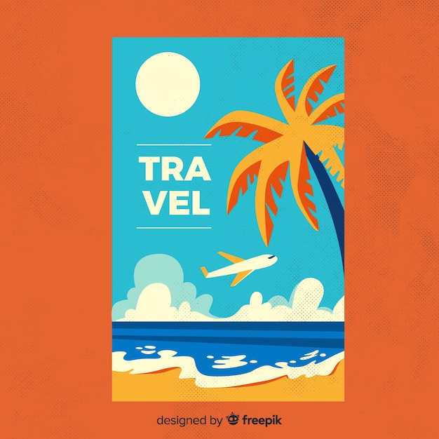 Vector gratuito póster plano vintage de viajes